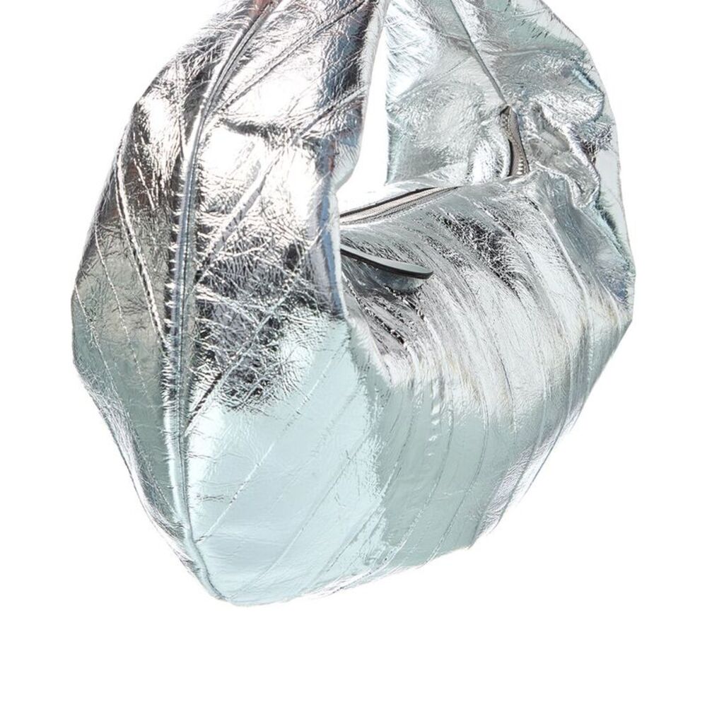 Khaite Olivia Metallic Leather Hobo Bag, Silver - Picture 3 of 4